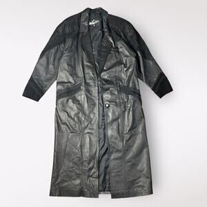 Winlit Vintage Leather Trench‎ Womens Size M Black Paisley Western